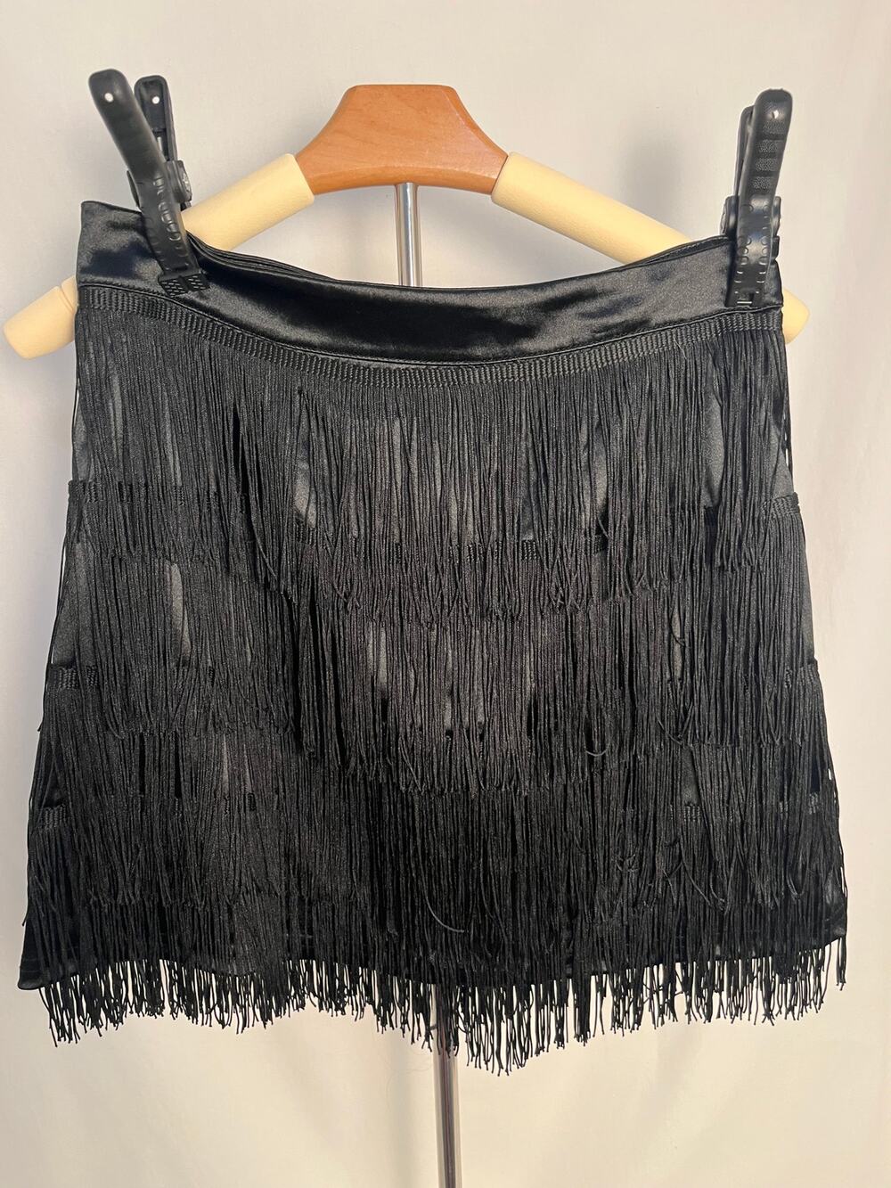Adika Black Fringe Skirt Size Large Boho Festival Western Mini Skirt